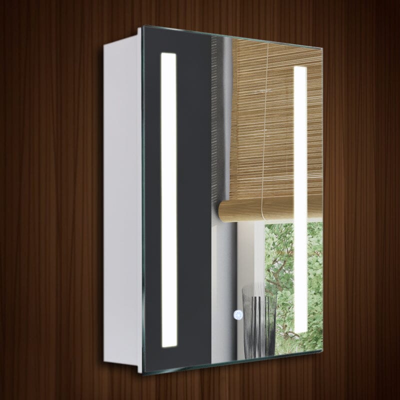 80cm Height LED Bathroom Mirror Cabinet with Shelves Socket - House Comfort