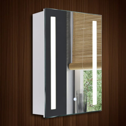 80cm Height LED Bathroom Mirror Cabinet with Shelves Socket - House Comfort