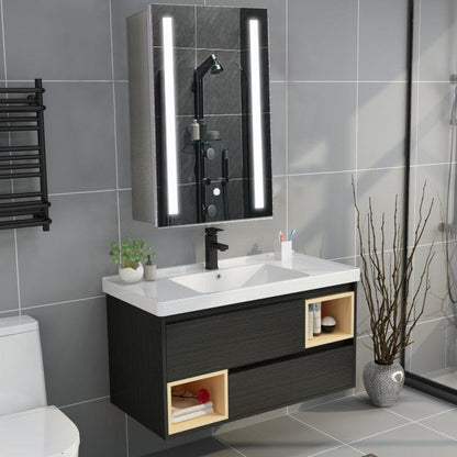 80cm Height LED Bathroom Mirror Cabinet with Shelves Socket - House Comfort