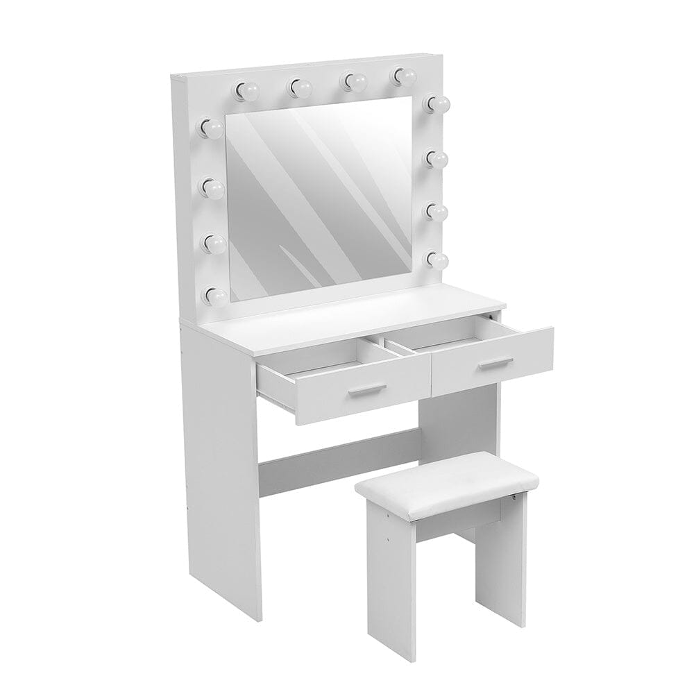 80cm W New Hollywood Dressing Table Set with Large Lighted Mirror - House Comfort