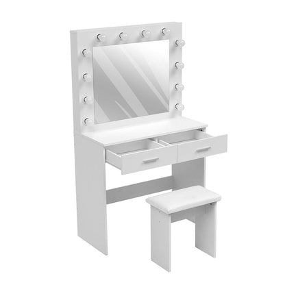 80cm W New Hollywood Dressing Table Set with Large Lighted Mirror - House Comfort