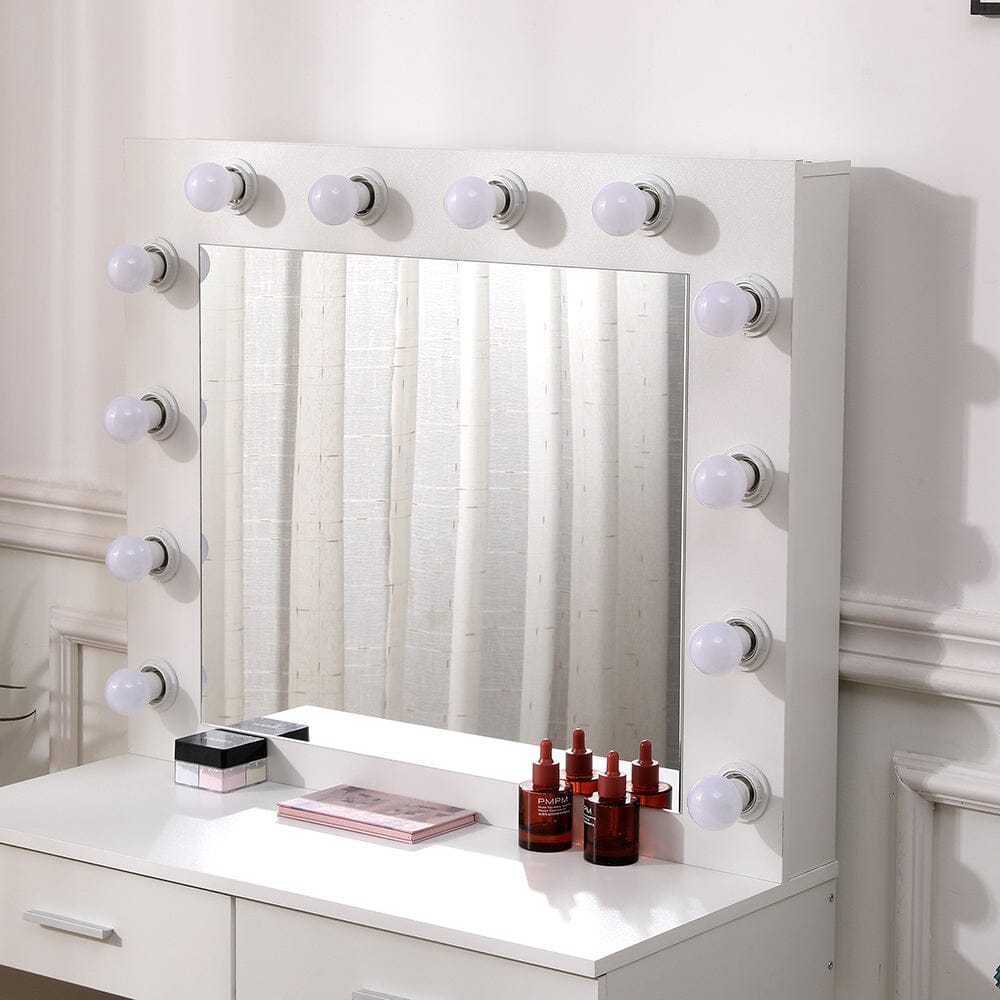 80cm W New Hollywood Dressing Table Set with Large Lighted Mirror - House Comfort