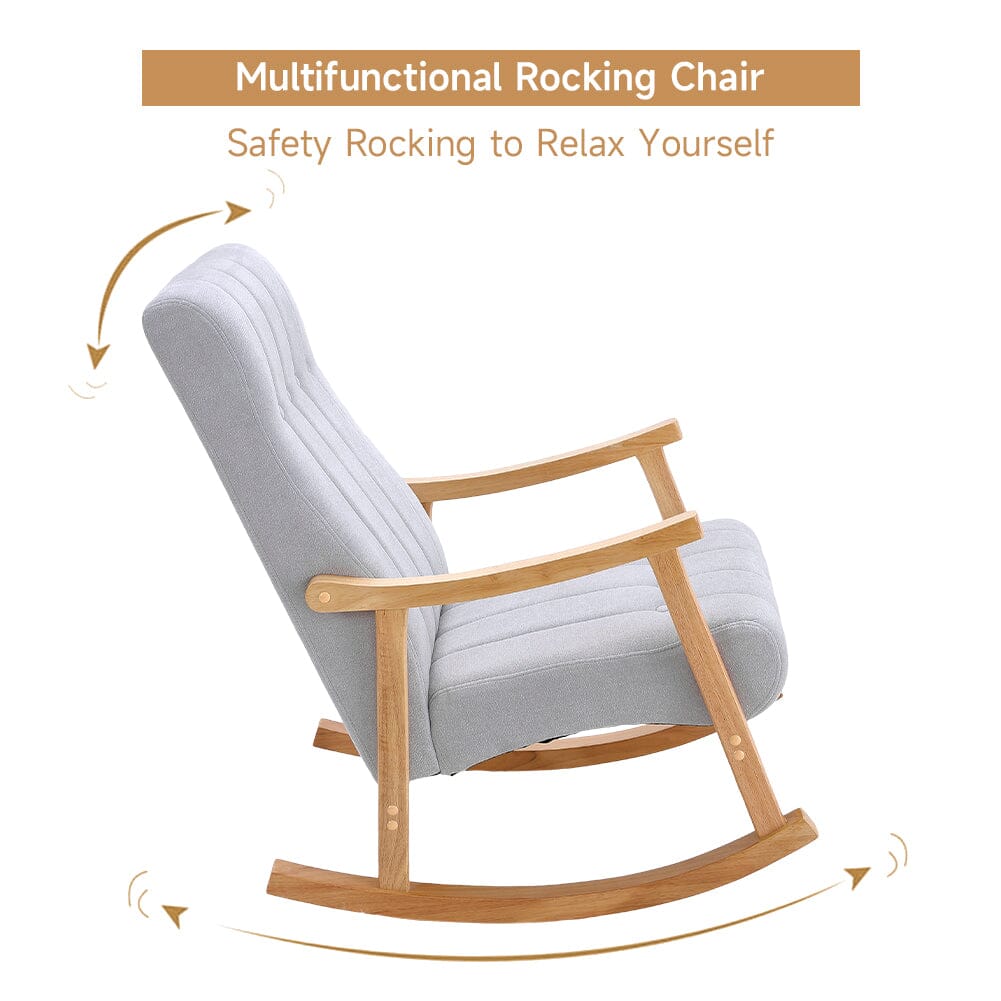 85cm D Solid Wood Rocking Chair with Velvet Upholstered - House Comfort