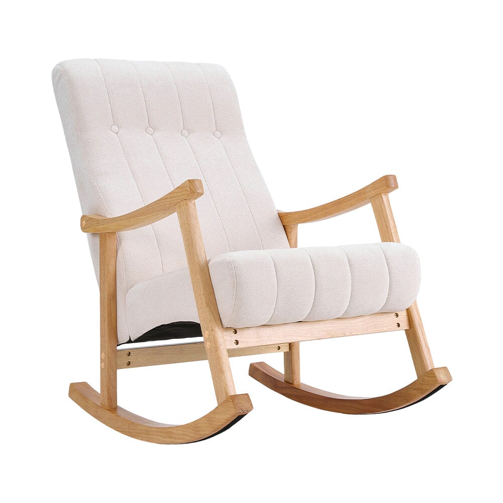 85cm D Solid Wood Rocking Chair with Velvet Upholstered - House Comfort