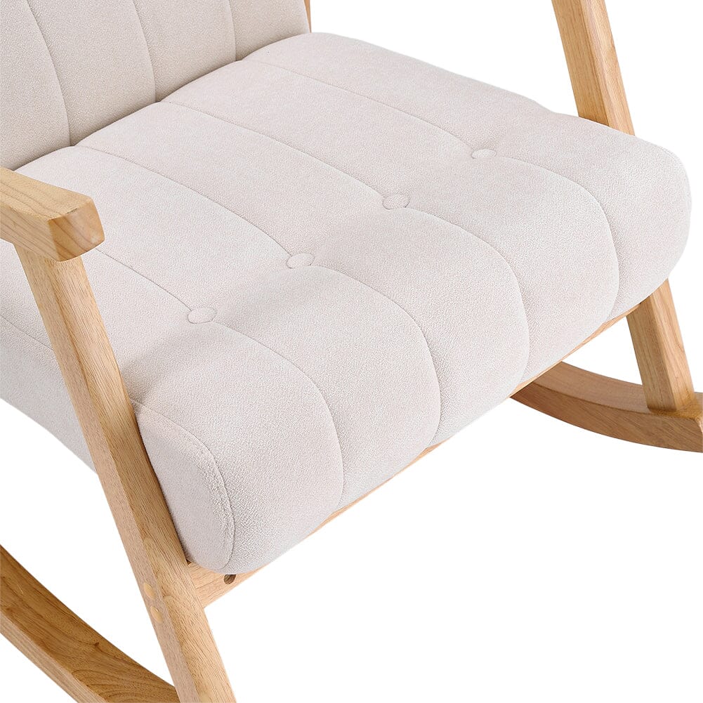 85cm D Solid Wood Rocking Chair with Velvet Upholstered - House Comfort