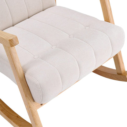 85cm D Solid Wood Rocking Chair with Velvet Upholstered - House Comfort