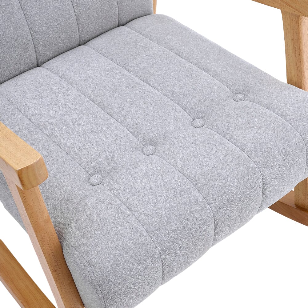 85cm D Solid Wood Rocking Chair with Velvet Upholstered - House Comfort