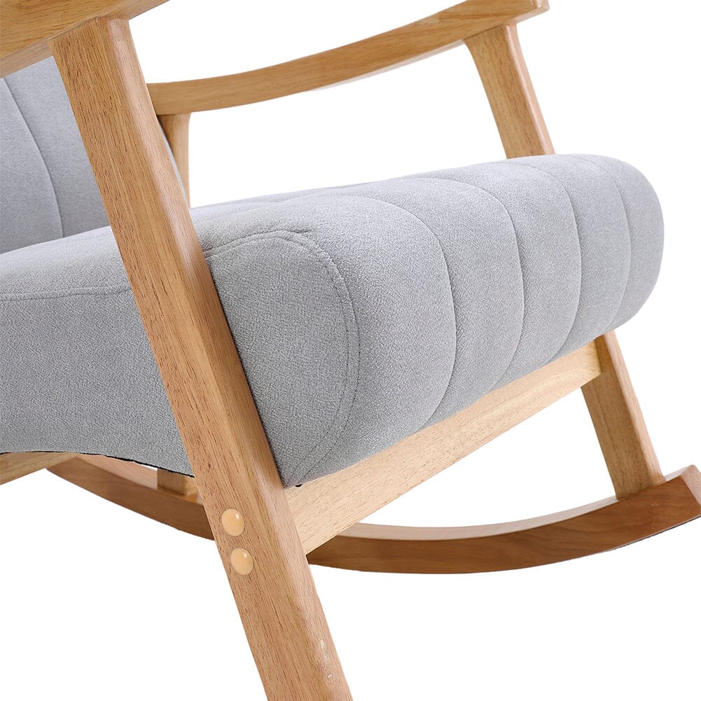 85cm D Solid Wood Rocking Chair with Velvet Upholstered - House Comfort