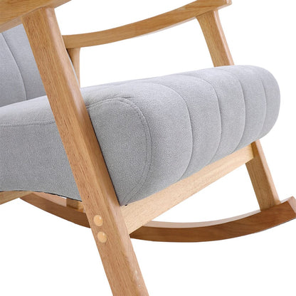 85cm D Solid Wood Rocking Chair with Velvet Upholstered - House Comfort