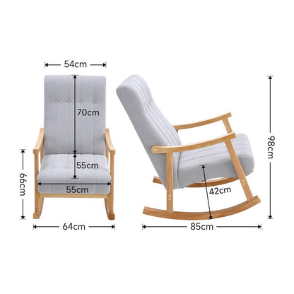 85cm D Solid Wood Rocking Chair with Velvet Upholstered - House Comfort