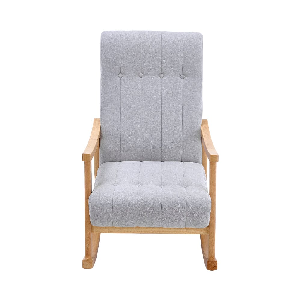 85cm D Solid Wood Rocking Chair with Velvet Upholstered - House Comfort