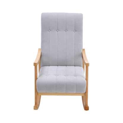 85cm D Solid Wood Rocking Chair with Velvet Upholstered - House Comfort