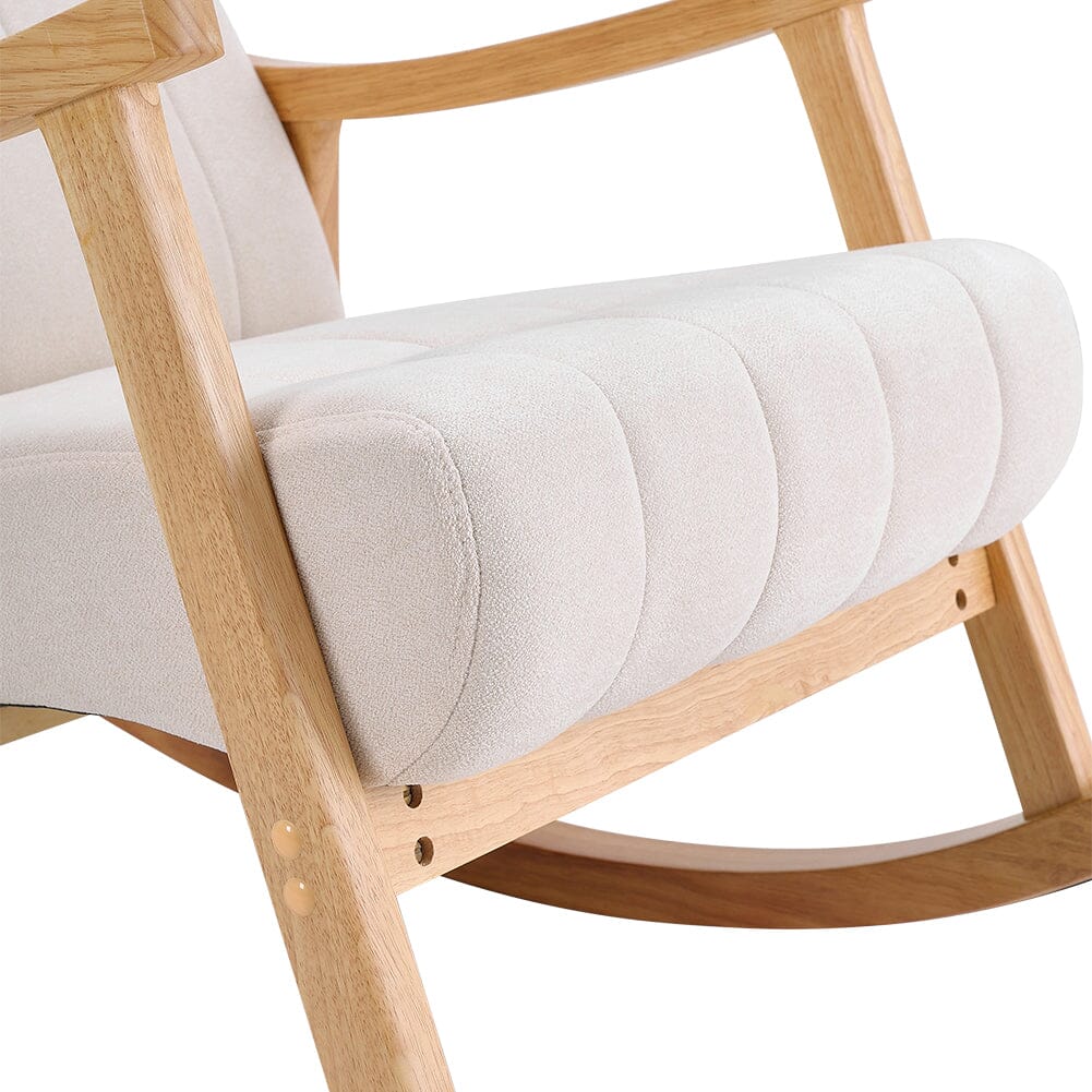 85cm D Solid Wood Rocking Chair with Velvet Upholstered - House Comfort