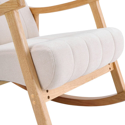 85cm D Solid Wood Rocking Chair with Velvet Upholstered - House Comfort
