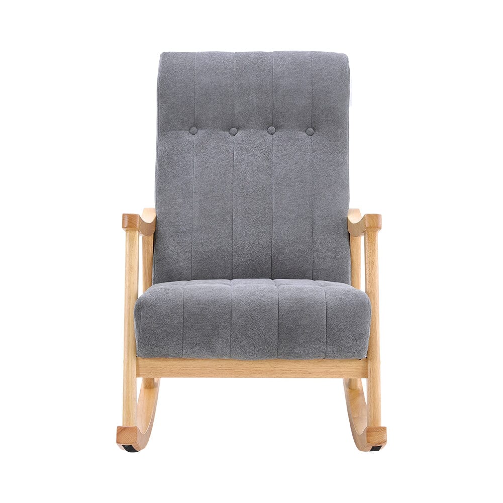 85cm D Solid Wood Rocking Chair with Velvet Upholstered - House Comfort