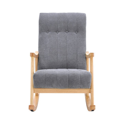 85cm D Solid Wood Rocking Chair with Velvet Upholstered - House Comfort