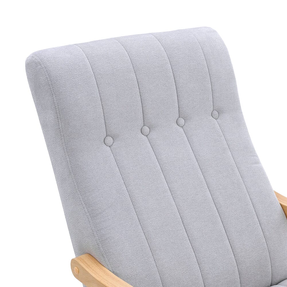 85cm D Solid Wood Rocking Chair with Velvet Upholstered - House Comfort