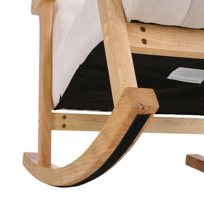 85cm D Solid Wood Rocking Chair with Velvet Upholstered - House Comfort