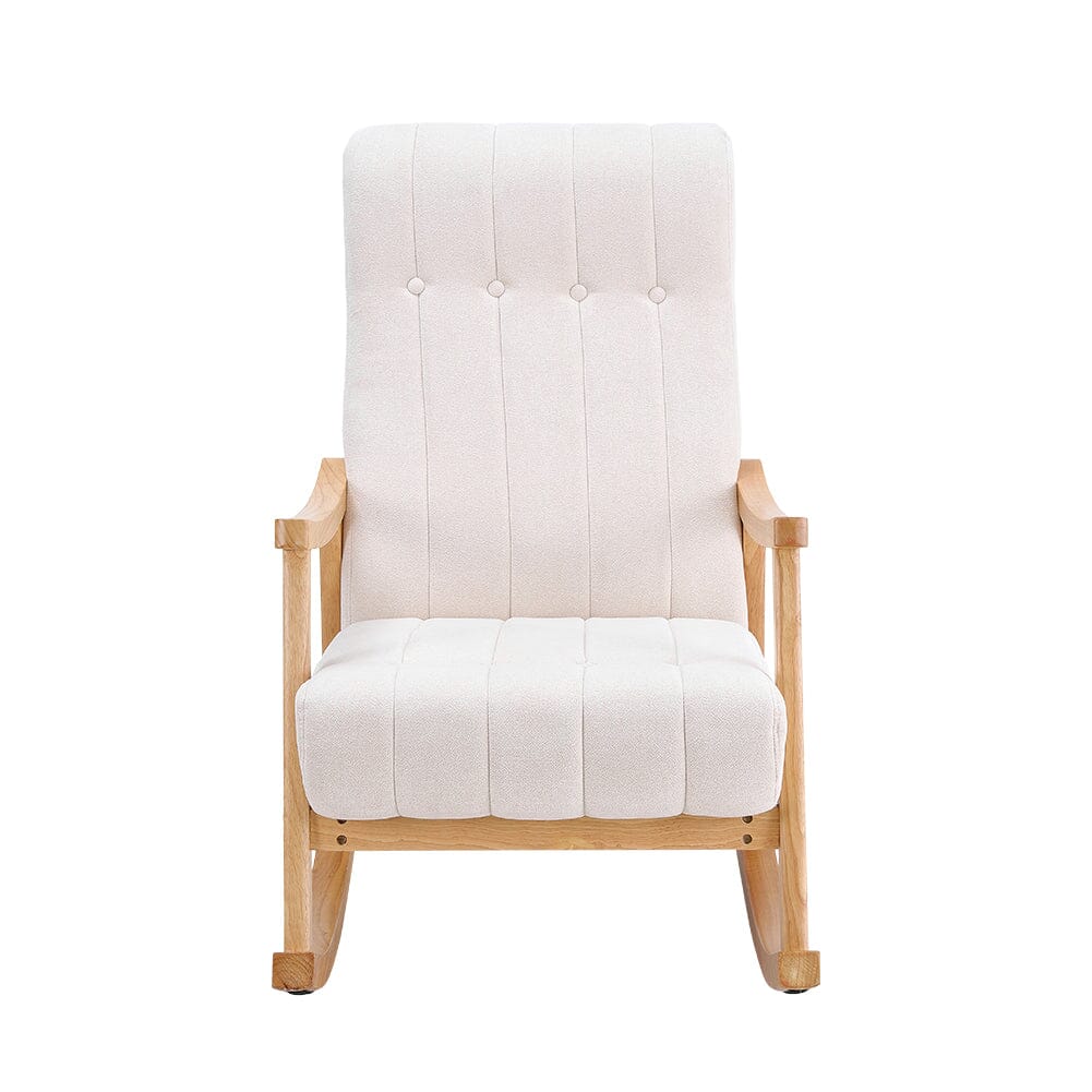 85cm D Solid Wood Rocking Chair with Velvet Upholstered - House Comfort