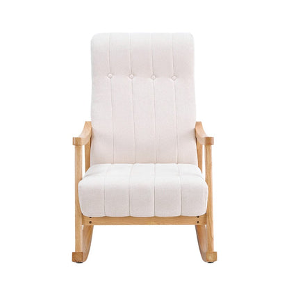 85cm D Solid Wood Rocking Chair with Velvet Upholstered - House Comfort