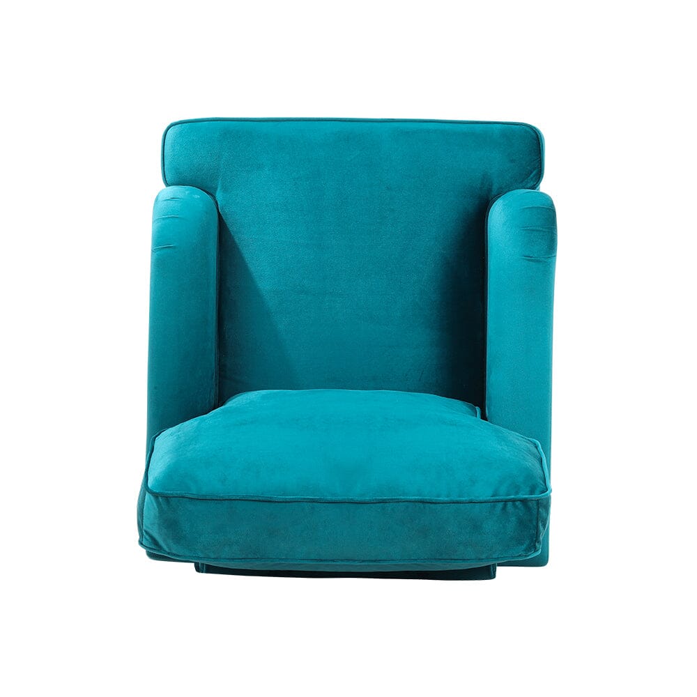 85cm Height Teal Velvet Padded Armchair with Removable Cushion - House Comfort