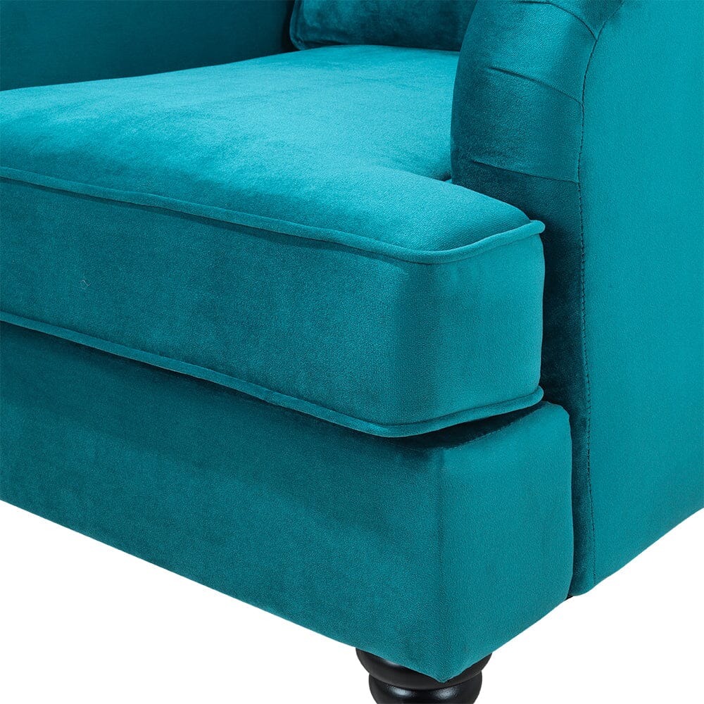 85cm Height Teal Velvet Padded Armchair with Removable Cushion - House Comfort