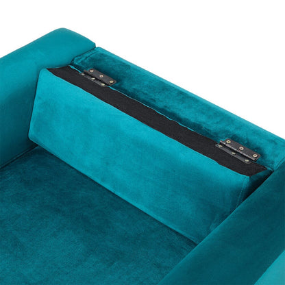 85cm Height Teal Velvet Padded Armchair with Removable Cushion - House Comfort