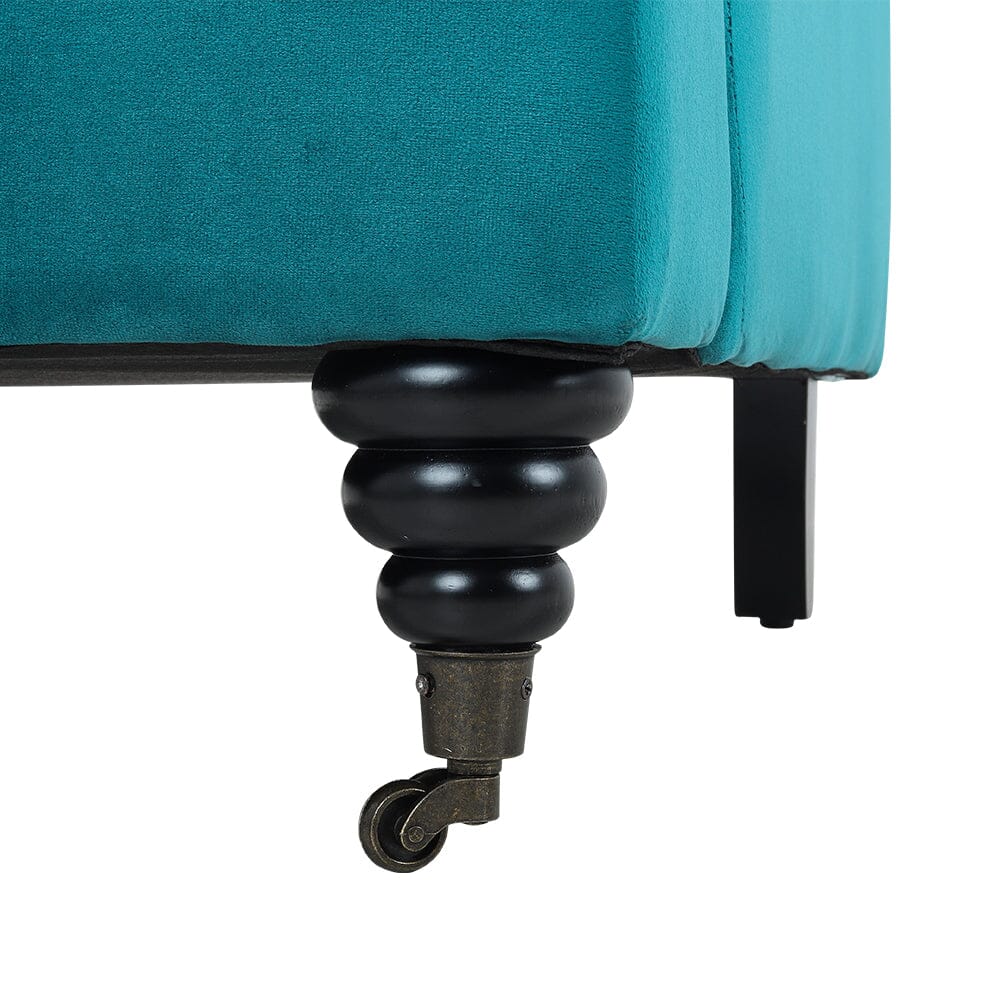 85cm Height Teal Velvet Padded Armchair with Removable Cushion - House Comfort