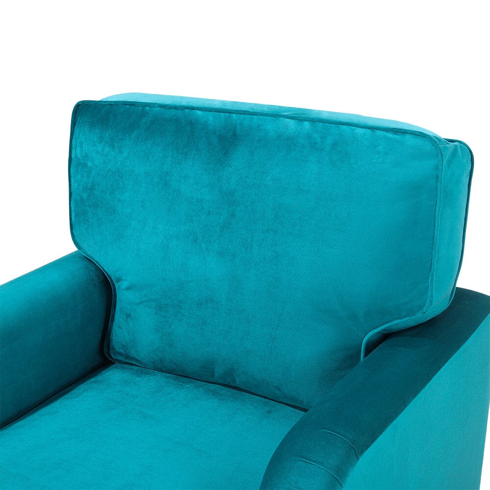 85cm Height Teal Velvet Padded Armchair with Removable Cushion - House Comfort