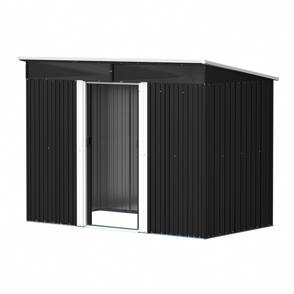 8.5X4ft/ 8.5X6ft Metal Garden Bike Sheds Storage Shed with Lockable Sliding Doors - House Comfort