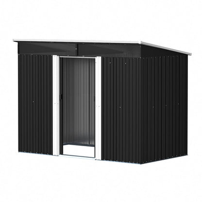 8.5X4ft/ 8.5X6ft Metal Garden Bike Sheds Storage Shed with Lockable Sliding Doors - House Comfort