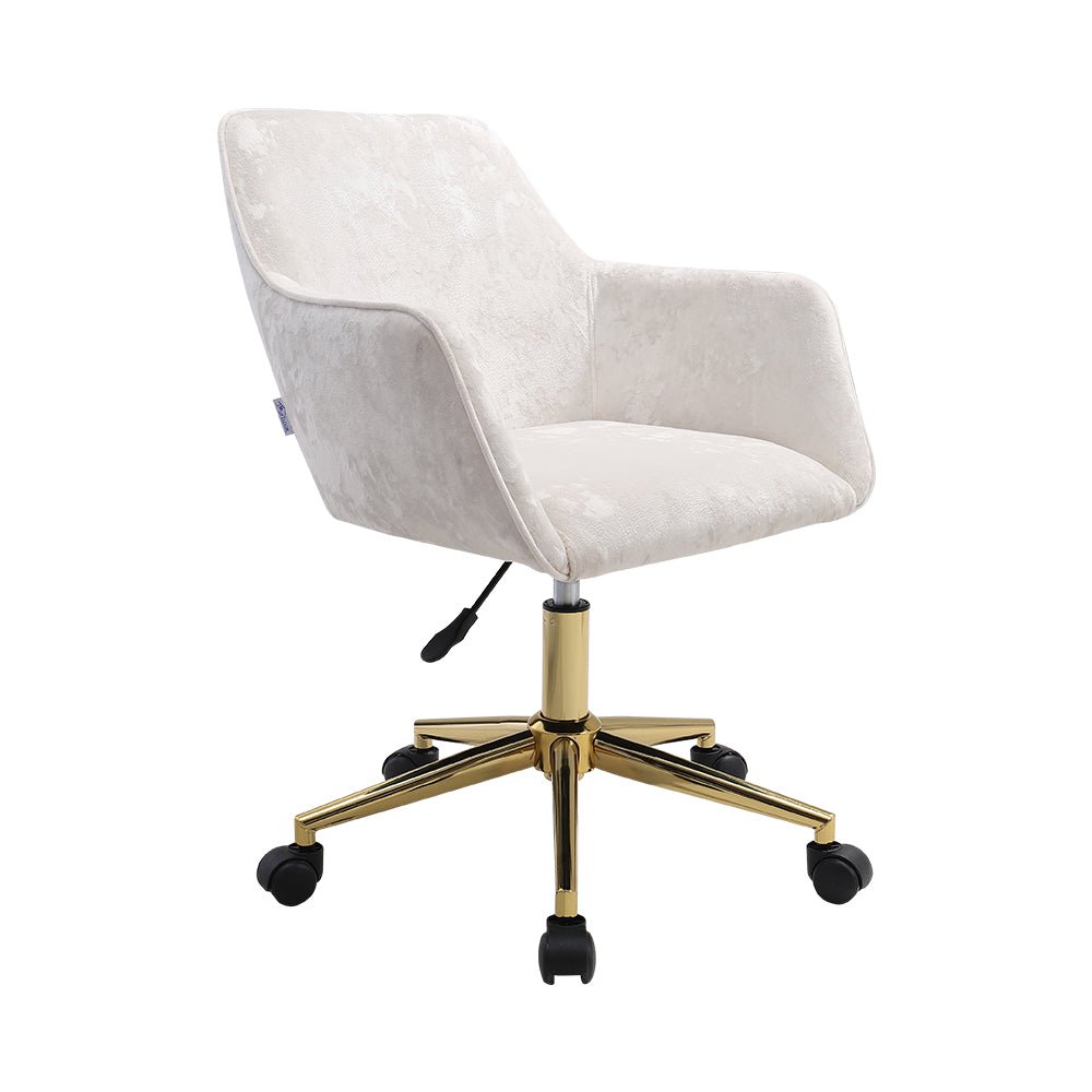88cm Height Velvet Upholstered Home Office Swivel Task Chair with Flared Arms - House Comfort