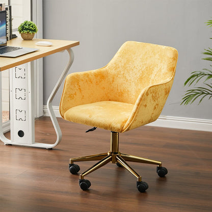 88cm Height Velvet Upholstered Home Office Swivel Task Chair with Flared Arms - House Comfort