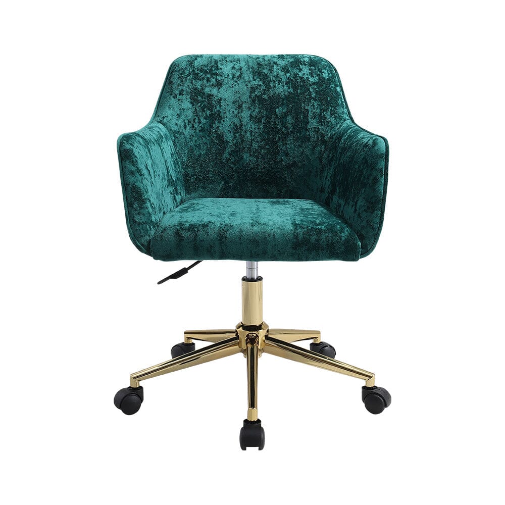 88cm Height Velvet Upholstered Home Office Swivel Task Chair with Flared Arms - House Comfort