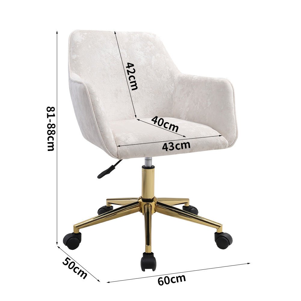 88cm Height Velvet Upholstered Home Office Swivel Task Chair with Flared Arms - House Comfort