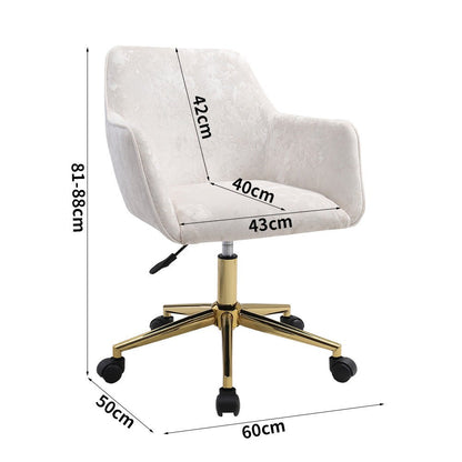 88cm Height Velvet Upholstered Home Office Swivel Task Chair with Flared Arms - House Comfort
