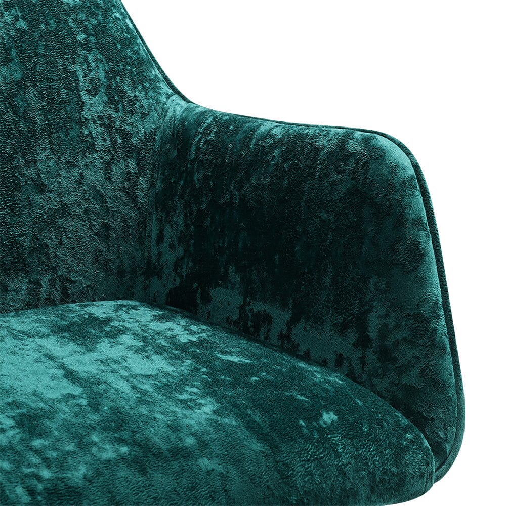 88cm Height Velvet Upholstered Home Office Swivel Task Chair with Flared Arms - House Comfort