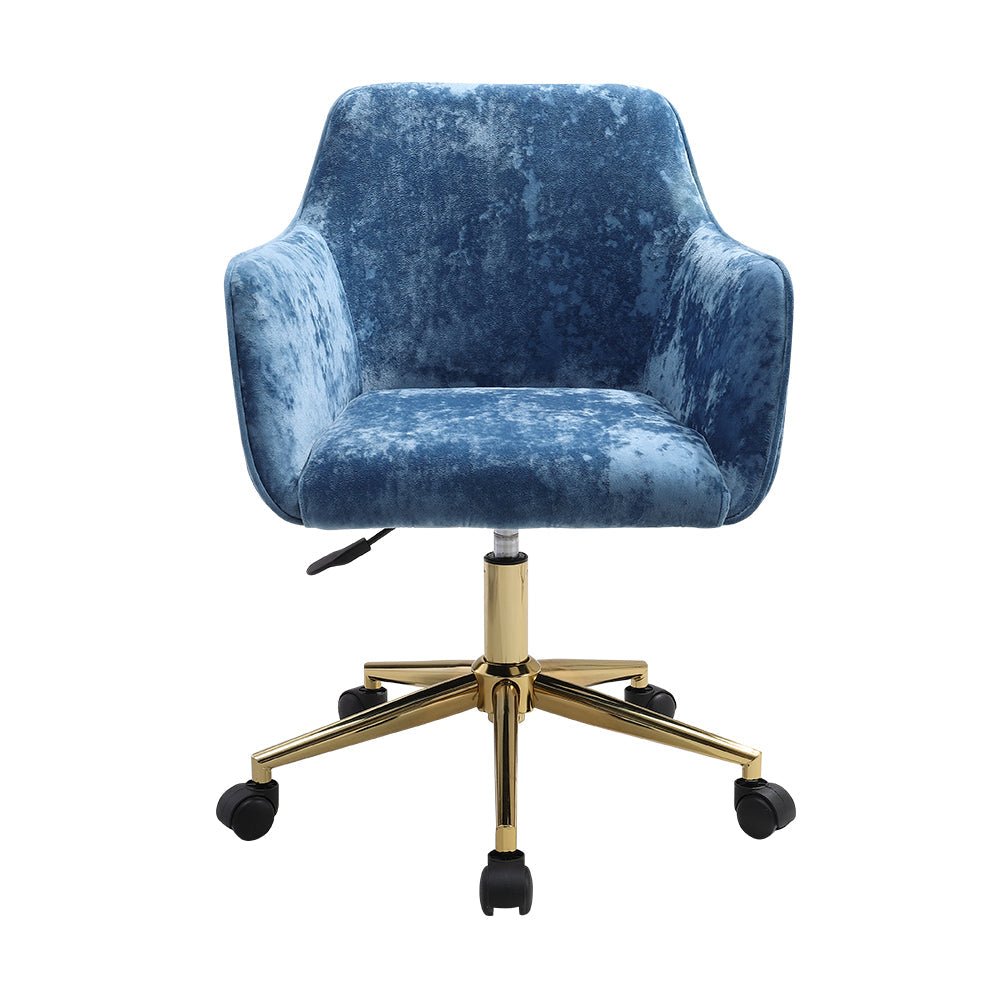88cm Height Velvet Upholstered Home Office Swivel Task Chair with Flared Arms - House Comfort
