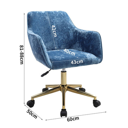 88cm Height Velvet Upholstered Home Office Swivel Task Chair with Flared Arms - House Comfort