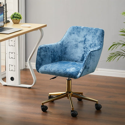 88cm Height Velvet Upholstered Home Office Swivel Task Chair with Flared Arms - House Comfort