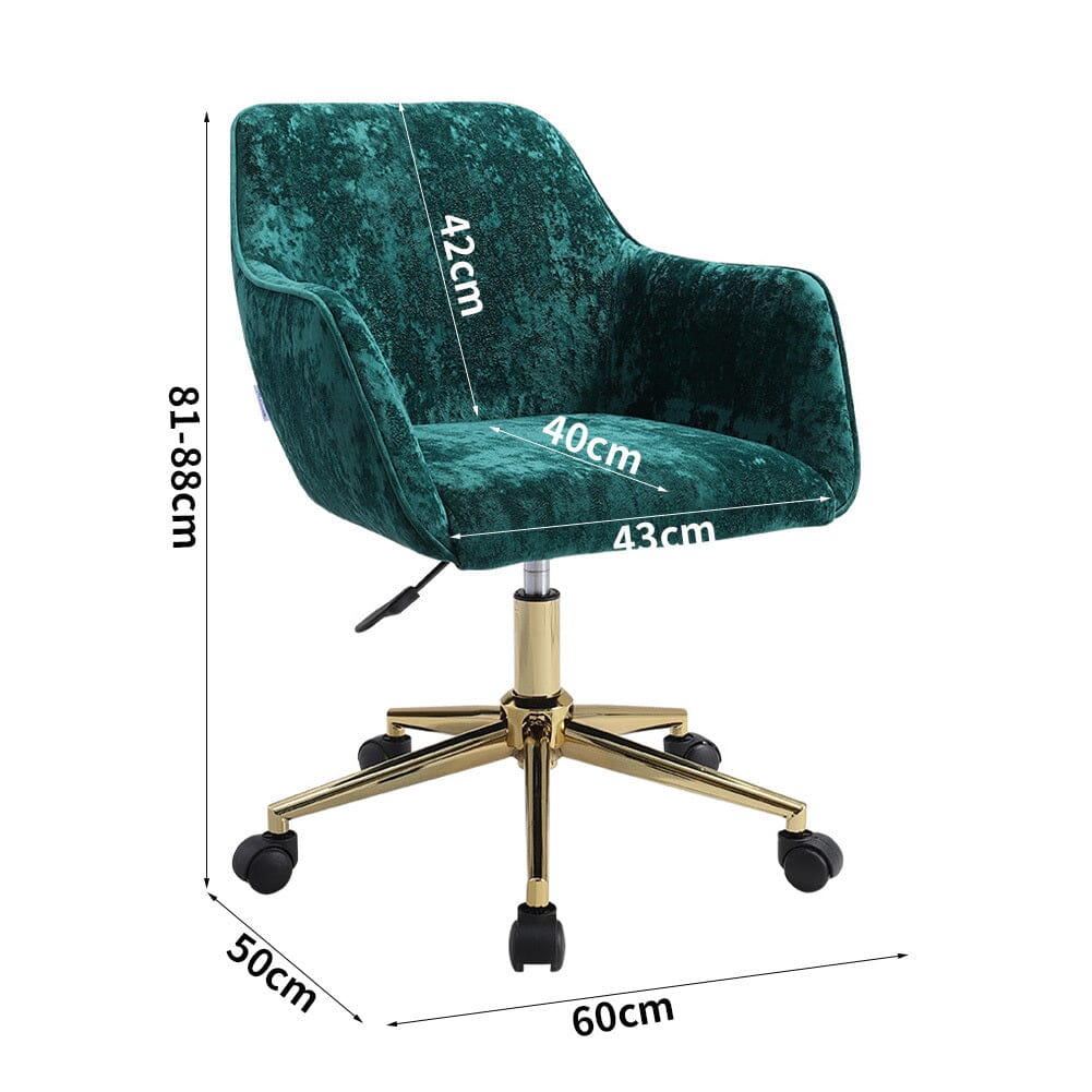 88cm Height Velvet Upholstered Home Office Swivel Task Chair with Flared Arms - House Comfort