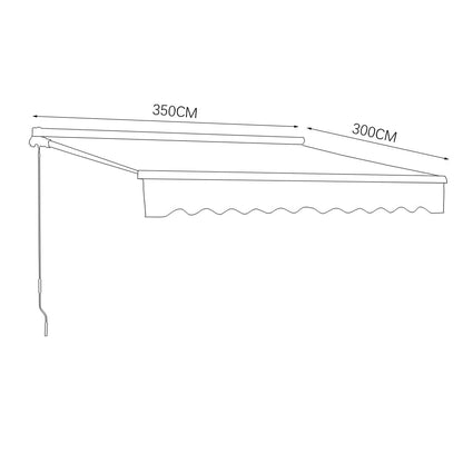 8ft - 10ft Retractable Patio Awning Blue Manual Shelter - House Comfort