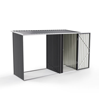 8ft Wood Outdoor Firewood Log Storage Shed - House Comfort