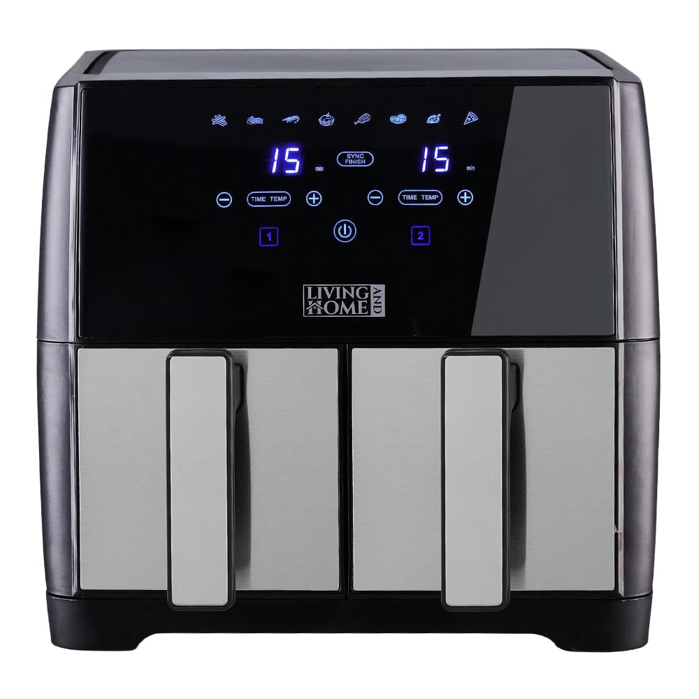 8L Black Touch Screen Air Fryer with Dual Basket - House Comfort