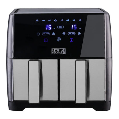 8L Black Touch Screen Air Fryer with Dual Basket - House Comfort