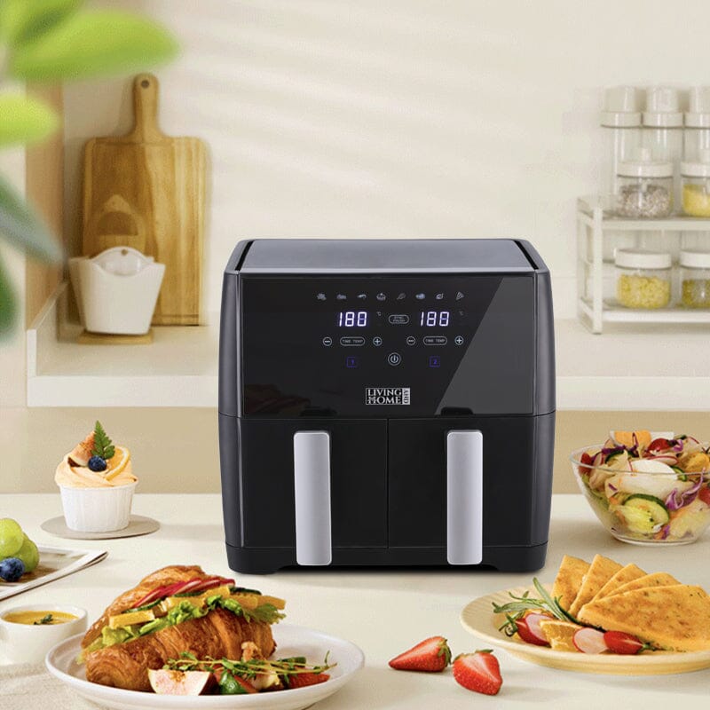 8L Black Touch Screen Air Fryer with Dual Basket - House Comfort