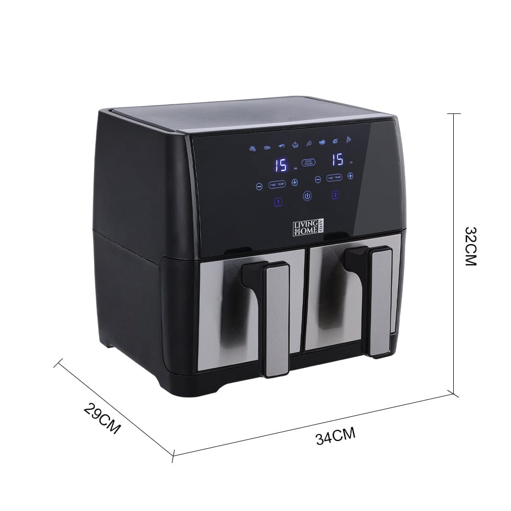 8L Black Touch Screen Air Fryer with Dual Basket - House Comfort
