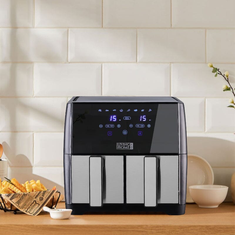 8L Black Touch Screen Air Fryer with Dual Basket - House Comfort
