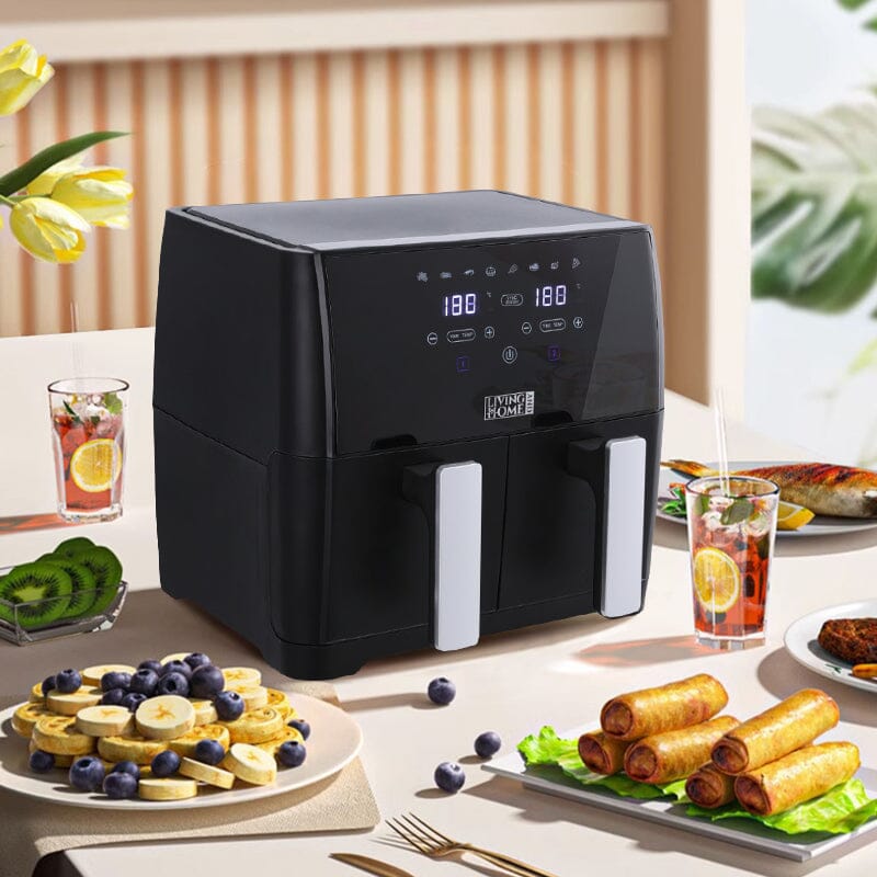 8L Black Touch Screen Air Fryer with Dual Basket - House Comfort