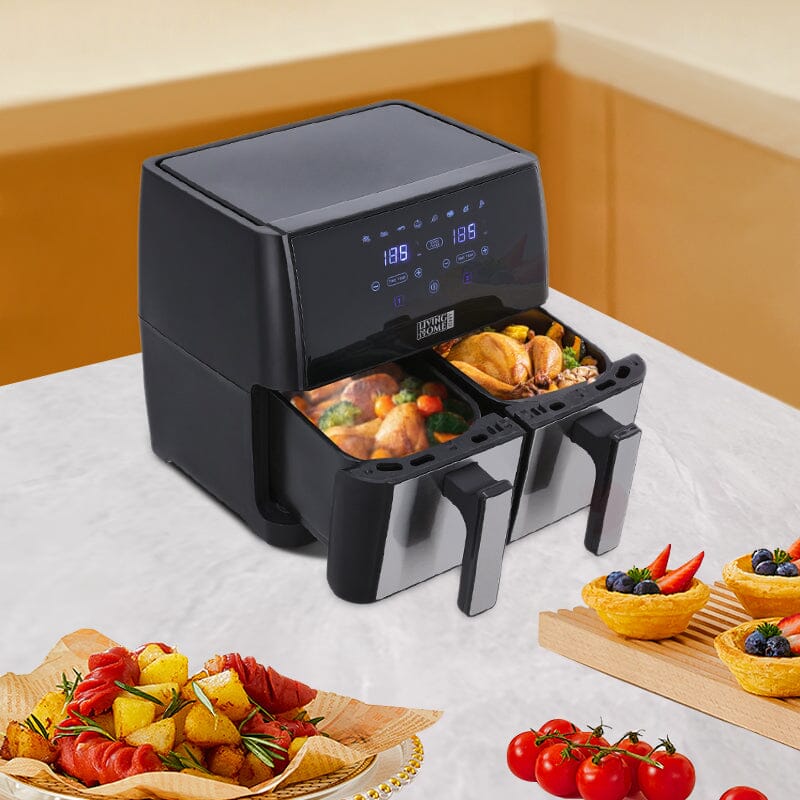 8L Black Touch Screen Air Fryer with Dual Basket - House Comfort